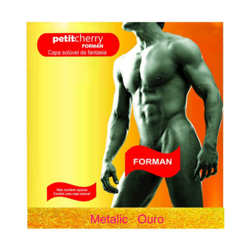PT014-Ouro-Morango-Champanhe_1 Capa Solúvel Masculina de Fantasia Metalic sem Costura de Gelatina Petit Cherry