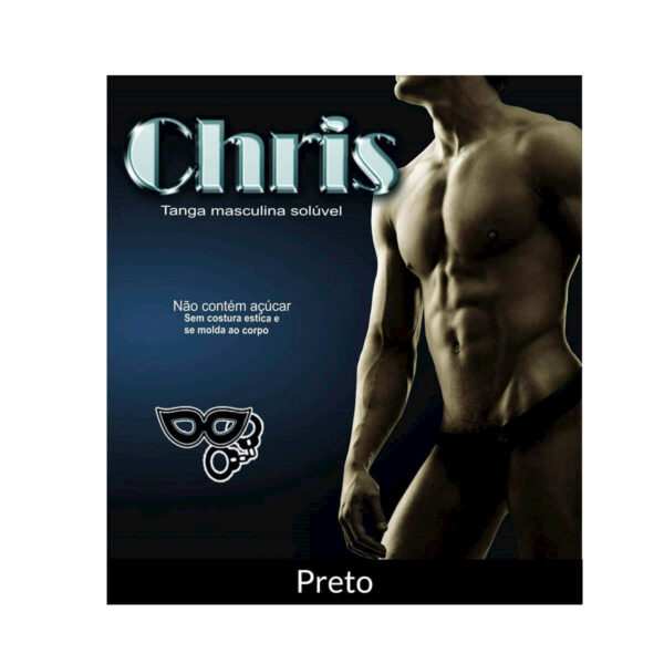PT019-Preto_1 Chris Tanga Solúvel Masculina Preta sem Costura de Gelatina Petit Cherry