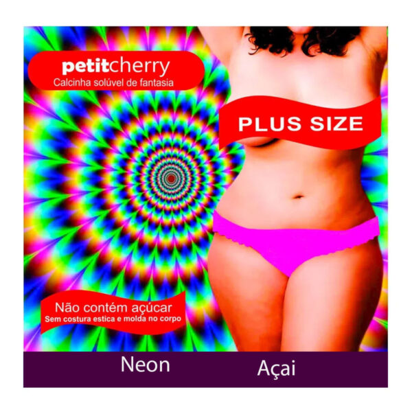 Calcinha Solúvel de Fantasia Neon Plus Size sem Costura de Gelatina Petit Cherry
