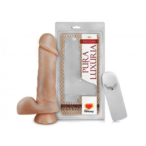 PV026_1 Prótese Pura Luxúria Realístico com Vibro Escroto e Ventosa 18x4,4 cm Sexy Fantasy