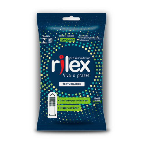 R291_1 Preservativo Lubrificado Texturizado 3 Unidades Rilex