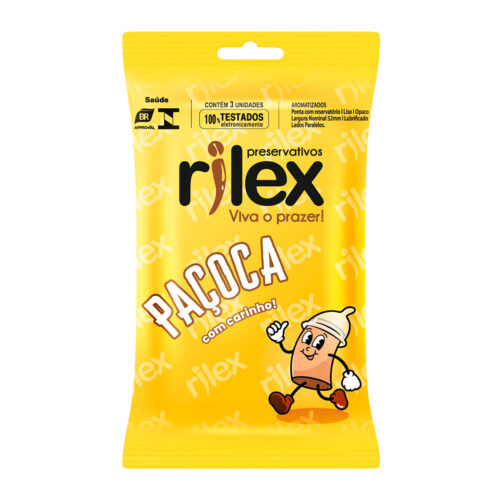 R442_1 Preservativo Lubrificado com Aroma e Sabor de Paçoca 3 Unidades Rilex