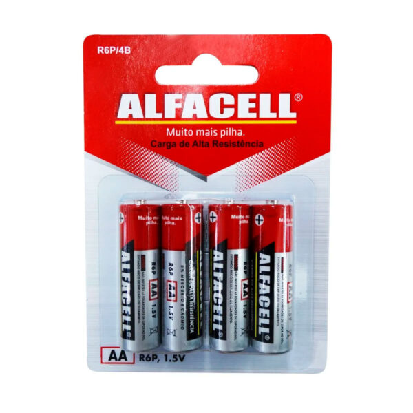 R6P4B_10 Pilha Comum PQ AA 1.5V Cartela com 4 Unidades Alfacell