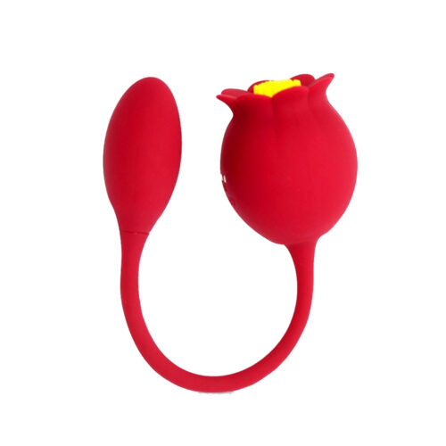 RS-042-Vermelho_1 Vibrador Duplo Recarregável Formato de Rosa com Penetrador 3R Import