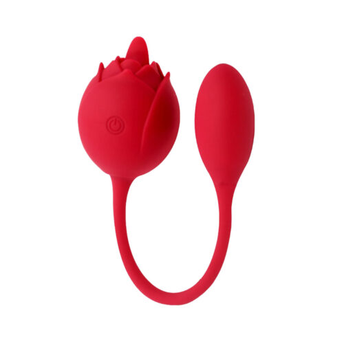 RS-043-Vermelho_1 Vibrador Duplo em Formato de Flor com Língua e Penetrador com 6 Modos de Vibração 3R Import