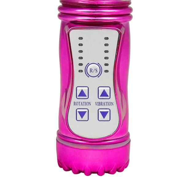 RT002G-Rosa_3 Vibrador Rotativo 36 Funções com Estimulador Clitoriano 22,5x3x5 Miss Collection