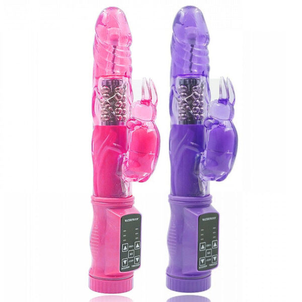 RT019-Rosa_2 Vibrador Recarregável Ponto G com Estimulador Clitoriano com 12 Modos de Vibração Miss Collection