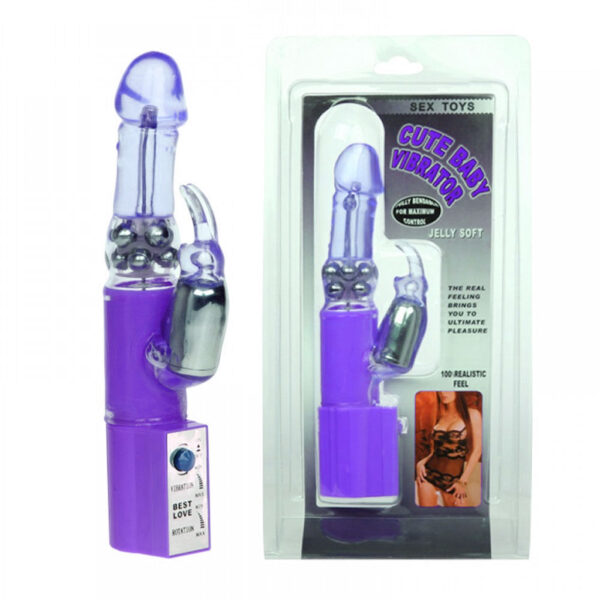 RT028-Lilas_1 Vibrador Rotativo com Esferas Internas e Estimulador Coelho Miss Collection