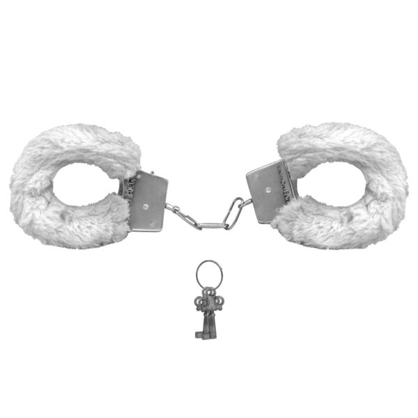 S5268-Branco_1-1 Algema de Metal PelĂșcia Revestida Fur Love Cuffs Sexy Import