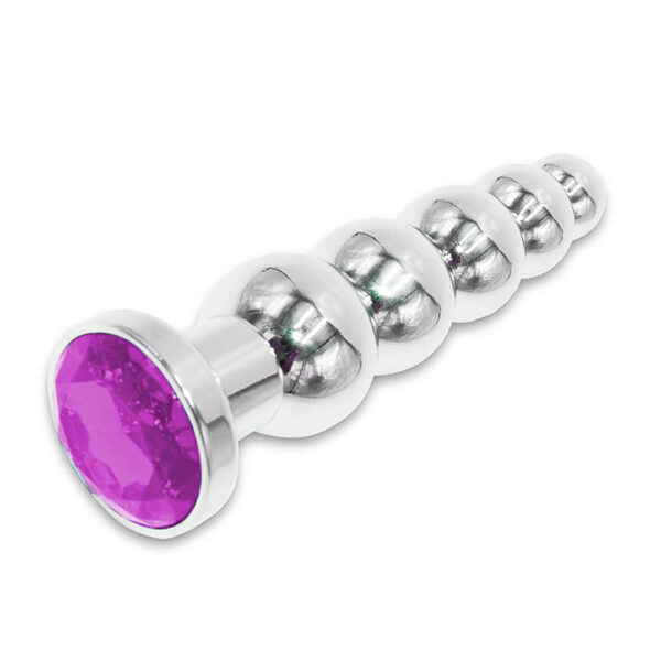S5499-Roxo_1 Cristal Plug Anal Escalonado em AƧo 12 x 2,2 cm Sexy Import
