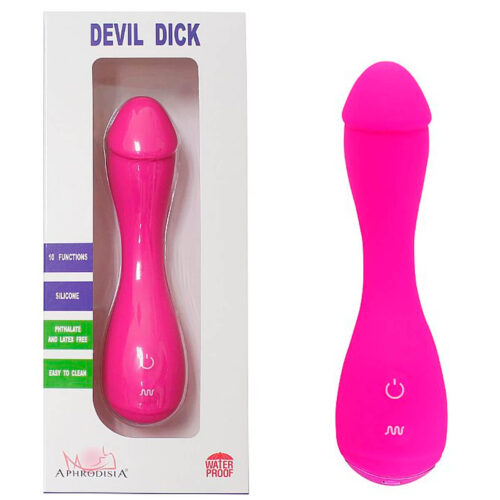 S5556-Pink_1 Devil Dick Aphrodisia Vibrador Estimulador de Ponto G em Formato de Pênis com 10 Modos de Vibração S