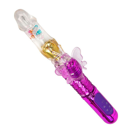 S6047-Roxo-Metalico_1 Female Vibrador Vai e Vem Borboleta com 8 Níveis de Rotação e 36 Níveis Vibração Sexy Import