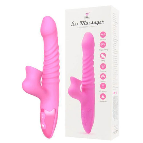 S6064-Rosa_1 Christal Dibe Sex Massager G-Spot Massageador com Estimulador Clitoriano Miss Collection