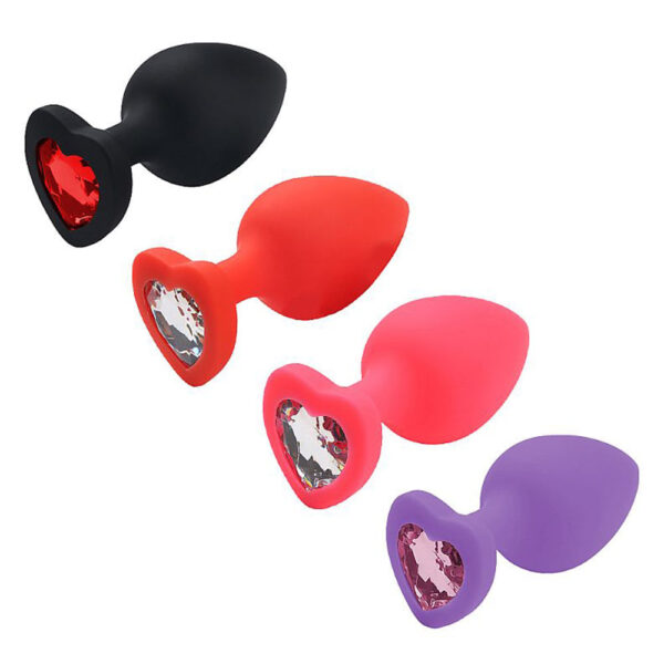 S7206-M-Pink_3 Plug Anal de Coração em Silicone com Pedra Sexy Import