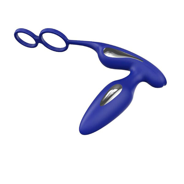 S7241-Azul_1 S-Hande Plug Anal e Anel Peniano com 9 Modos de Vibração e 3 Modos de Eletro Estimulação Sexy Import
