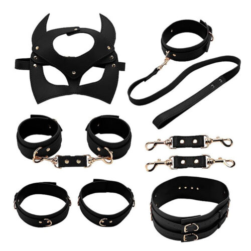 S7504-Preto_1 Kit Sado com Mascara de Gato e Mais 5 Acessórios Sexy Import