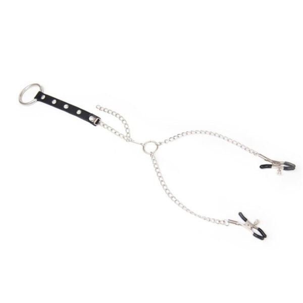 SA007_4 Prendedor para Mamilos Masculino com Corrente e Anel Peniano em Metal Miss Collection