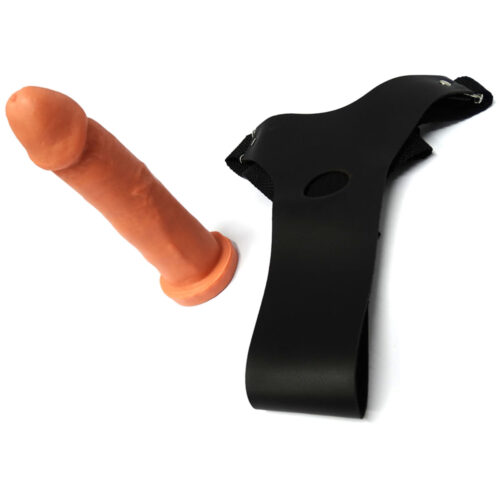 SC054-Bege_1 Cinta Peniana com Suporte de Coxa em Polivinilico com Prótese de 16 cm Dominatrixxx