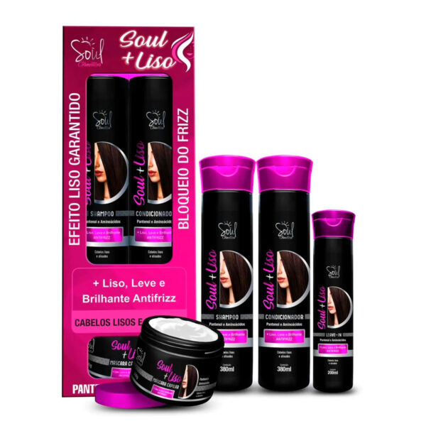 SC1396_1 Kit Capilar Soul + Liso para Cabelos Lisos e Alisados Soul Cosméticos