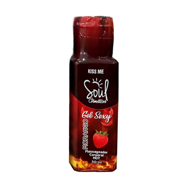 SC7-Morango_1 Kiss Me Hot Gel Sexy Massageador Corporal 30ml Soul Cosméticos