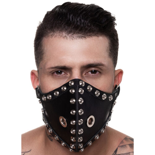 SDM001_1 Máscara em Couro com detalhes de metal SD Clothing