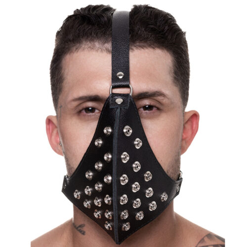 SDM003_1 Máscara em Couro com Detalhes em Metal SD Clothing