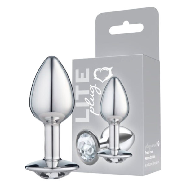 SF250-Prata_3 Plug Anal P Metalizado com Pedra Linha Lite Plug Sexy Fantasy