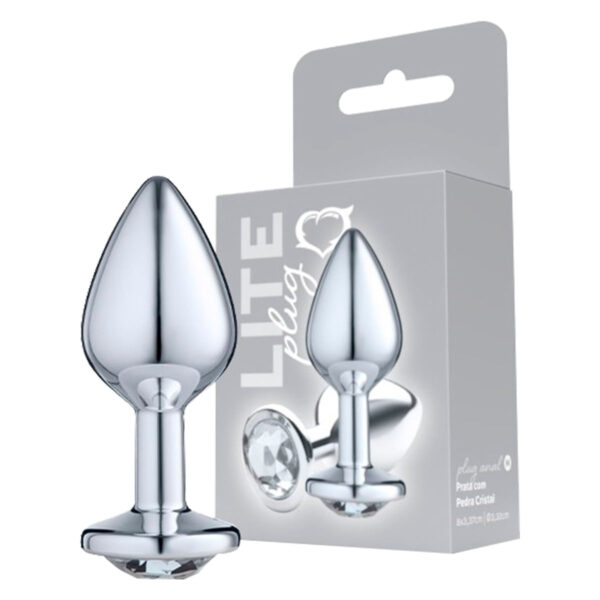 SF251-Prata_3 Plug Anal M Metalizado com Pedra Linha Lite Plug Sexy Fantasy