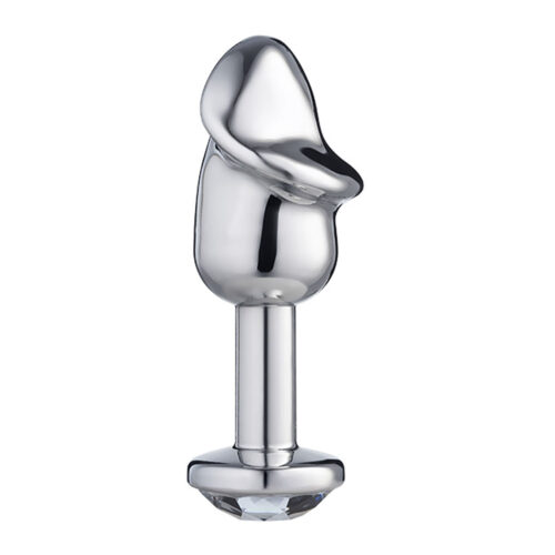 SF252-Prata_1 Plug Anal Penis Metalizado 8,2 X 2,86cm com Pedra Linha Lite Plug Sexy Fantasy
