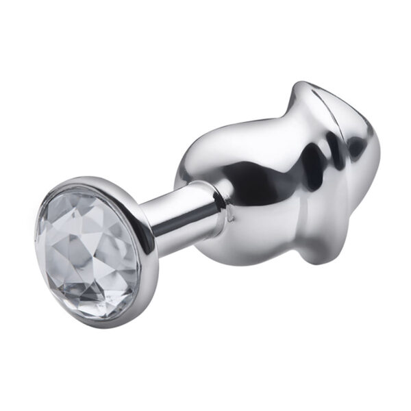 Plug Anal Penis Metalizado 8,2 X 2,86cm com Pedra Linha Lite Plug Sexy Fantasy