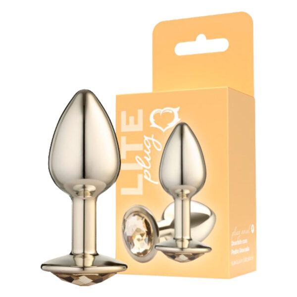 SF253-Dourado_3 Plug Anal P Metalizado com Pedra Linha Lite Plug Sexy Fantasy
