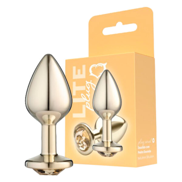 SF254-Dourado_3 Plug Anal M Metalizado com Pedra Linha Lite Plug Sexy Fantasy