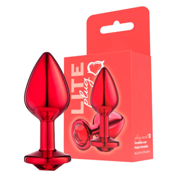 SF257-Vermelho_3 Plug Anal M Metalizado com Pedra Linha Lite Plug Sexy Fantasy