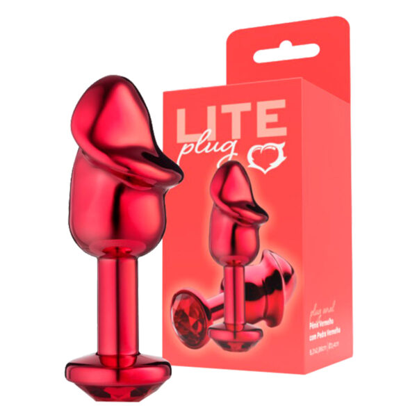 Plug Anal Penis Metalizado 8,2 X 2,86cm com Pedra Linha Lite Plug Sexy Fantasy