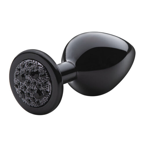 SF273-Preto_1 Plug Anal M Metalizado com Pedra Cravejada Linha Lite Plug Sexy Fantasy
