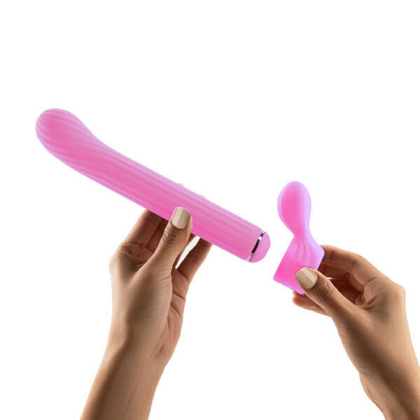 SI4028-Rosa_3 Vibrador de Ponto G com 4 Acessórios para Clitóris Magic Stick Sexy Import