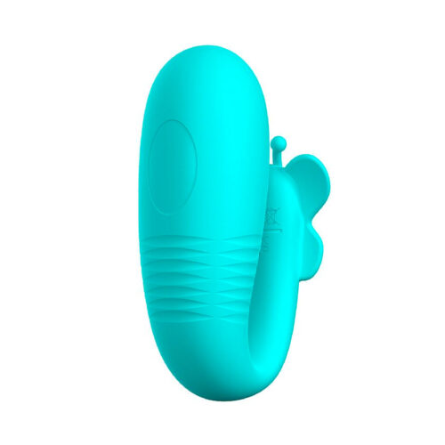 SI9092-Azul_1 Vibrador de Casal Remi Vai e Vem com Estimulador de Clitóris Butterfly e Controle Remoto Sexy Import