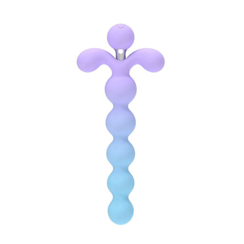 SI9170-Roxo-com-Azul_1 Plug Anal Escalonado com Vibro 10 Modos de Vibração Recarregável Sexy Import