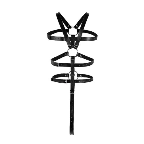 SI9290-Preto_1 Harness Corporal para Contenção com Fivelas de Mão Sexy Import