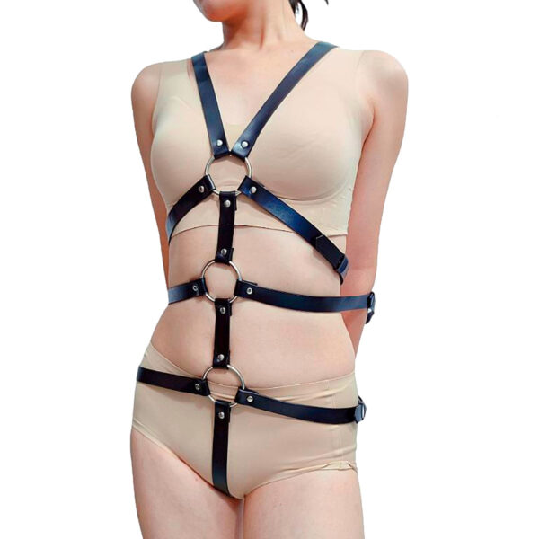 SI9290-Preto_2 Harness Corporal para Contenção com Fivelas de Mão Sexy Import