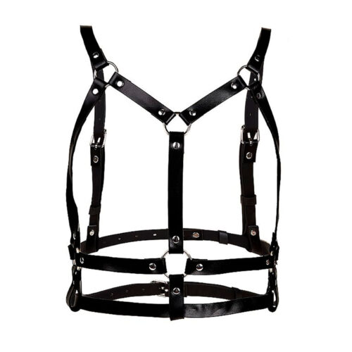 SI9292-Preto_1 Harness com Contorno de Busto em Couro Sexy Import