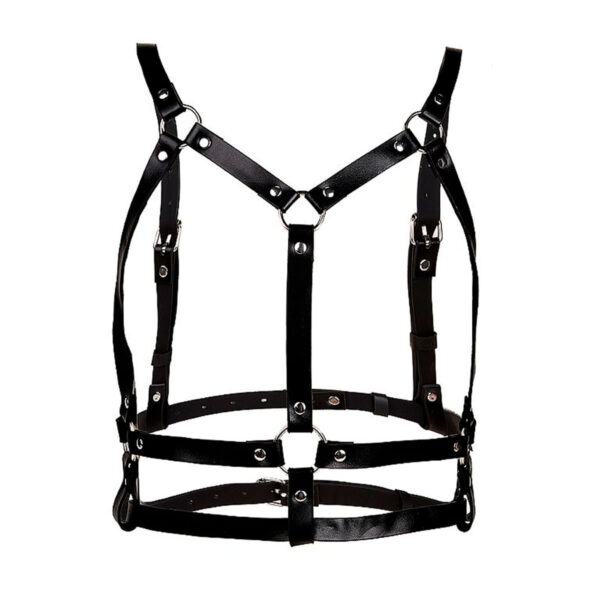 SI9292-Preto_1 Harness com Contorno de Busto em Couro Sexy Import