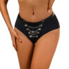 SI9308-Preto_2 Conjunto Harness com Top e Calcinha em Couro e Correntes Sexy Import