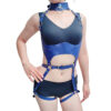 Colete Harness Corporal em Couro com Cinta Liga e Fivelas nas Costas Sexy Import