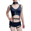Colete Harness Corporal em Couro com Cinta Liga e Fivelas nas Costas Sexy Import