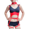 Colete Harness Corporal em Couro com Cinta Liga e Fivelas nas Costas Sexy Import