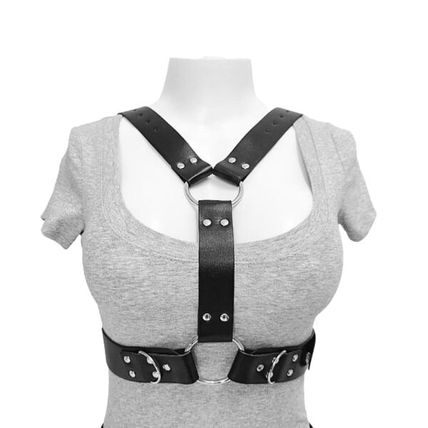 Conjunto Harness com Peitoral e Cinta Liga em Couro Sexy Import