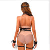 Conjunto Harness Corporal com Cinta Liga Algemas e Máscara Felina Sexy Import