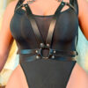 SI9317-Preto_2 Harness com Contorno de Busto em Couro com Fecho na Cintura Sexy Import