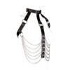 SI9318-Preto_2 Harness Corporal com Contorno de Cintura e de Busto com Correntes e Tiras de Couro Sexy Import